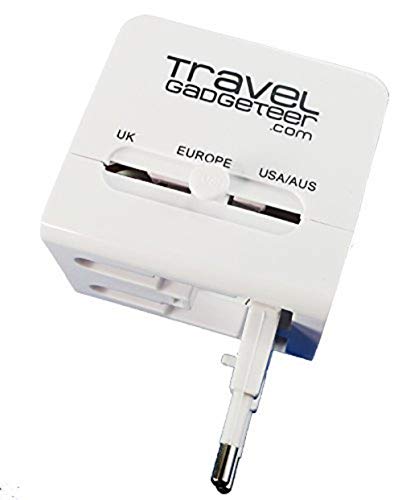 Cargador de adaptador de viaje universal + DUAL USB | 3.1A | Cargar ordenador, teléfono, tableta (Blanco)