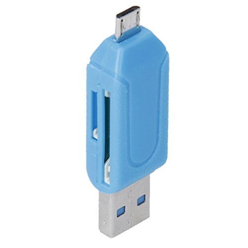 DaoRier Micro USB OTG zu USB 2.0 Adapter SD TF Micro SD Kartenleser Kartenlesegerät mit standard USB Male Micro USB Male Card Reader für SDXC SDHC SD MMC RS-MMC PC Smartphones Blau - 2