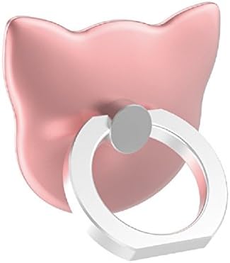 Axibi Cute Cat Finger Grip Ring Rotating Metal Holder Stand with Car Mount for All Mobile Phones (E)