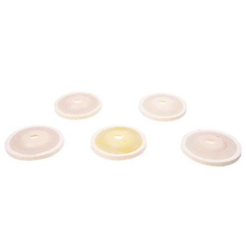 TOOGOO(R)5 Stueck grauweiss Wolle Filz Polierscheibe Radauflage 100mm x 10mm x 16mm - 3