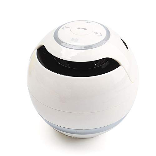 Preisvergleich Produktbild WENDYRAY Bluetooth-Lautsprecher Mini-Kugel Tragbare Drahtlose Lautsprecher Soundbar Bass Boombox Soundbox Mit MIC TF Card FM Radio LED-Licht,White