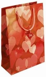 Shopping Bags Direct Large Gloss Lamination Portrait Hearts with Gift Tag Gloss laminated Pink Rope Handles Paper Bags 30 x 38 x 14