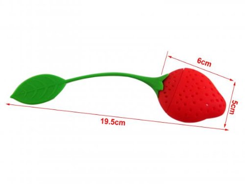 Kreative und reizende rote Erdbeere Silikon Teebeutel Sieb mit einem Blatt - 2