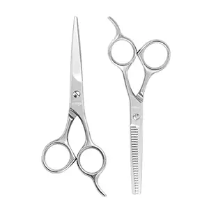LIVINGO 2 Pack 6.5? Hair Cutting Scissors Kit, Professional Barber Hairdressing Texture Haircut Thinning Shears Set Sharp Stainless Steel Razor Edge Blades for Women Men Grooming Trimming Home Salon
