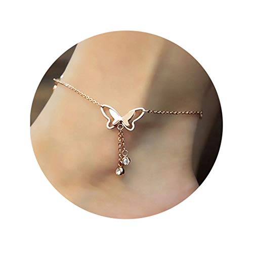 Shining Diva Fashion Italian Designer Gold Plated Anklets for Women (Rose Gold)(9801a)