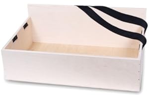 ALSINO Cassetta Vassoio da Venditore Ambulante Multiuso 40x26x10 cm in Legno di Betulla non trattato con Cinture di Fissaggio Espositore Presentazione Merce