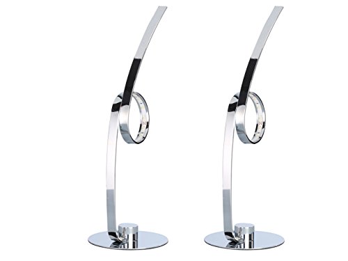 Juego de 2 ausgefallene LED Lámpara de mesa Latour, cromo, 35 cm de altura, 1 x 3 W, 200 lúmenes