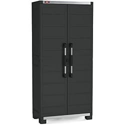 KETER | Armoire Haute XL GARAGE, Noir, Cabinets, 89x54x188 cm