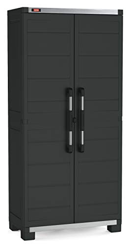 KETER | Armoire Haute XL GARAGE, Noir, Cabinets, 89x54x188 cm