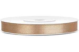 JAOW Ruban Satin Polyester Noeud et Emballage Cadeau 6/12/25/38/50/100mm x 25m (Taille 6mm x 25m - Couleur Doré)