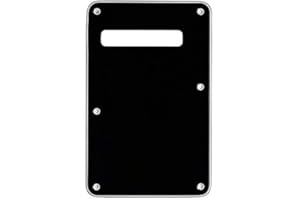 Musiclily 6 Agujeros Placa Trasera Strat Tapa de Trémolo para Fender American/México Standard Stratocaster Estilo Moderno,3 capas Negro
