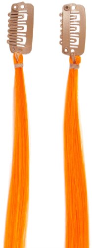 Love Hair Extensions Twin Pack Clip-In Streaks Neon Orange