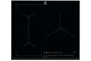 Electrolux EIS62341 Placa Inducción de 60 cm y 3 zonas, Función puente, Control táctil, Temporizador, Sensor Ebullición, Conexión con campana compatible, Biselada, Extraplana, Negro
