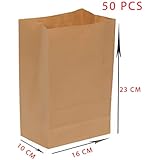 Fast Pack Sachet Kraft - Sac Papier - Sac Alimantaire -%100 Recyclable (16 * 10 * 23 cm 50 pcs)