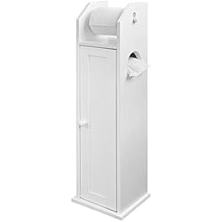 SoBuy FRG135-W Support papier toilette armoire porte-papier toilette porte brosse WC meuble de salle de bain sur pied en bois - blanc