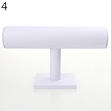 Samt-Kunstleder-Ständer für Armbanduhren, Schmuck, T-Verschluss, Rycnet Weiß4