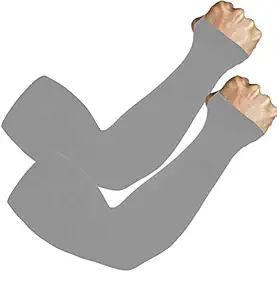 THE BLAZZE 2014 Men's and Women's Hand Cover Thumbhole Arm Sleeves (L, Gray)