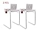 Price comparison product image Set of 2 Overbed Tables Adjustable Portable Folding Table Laptop Desk Dinner Tray w/Cup Holder White