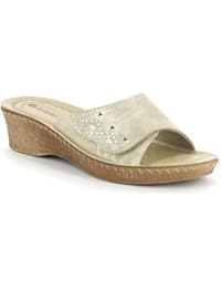 INBLU - Zapatillas de estar por casa de piel sintética para mujer beige arena 37