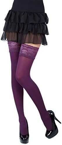 NEW Lace Top 40 Denier Sheer Hold-Ups Stockings by Sentelegri- Sizes S-XL