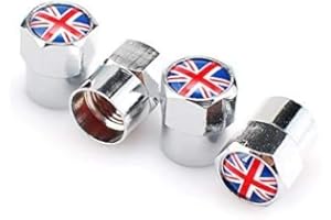 Goliton® Mini Capuchon de Valve de Pneu pour Voiture avec Le Logo du Drapeau Anglais -argenté