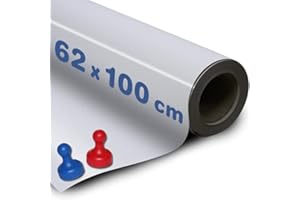 MAGNOSPHERE Feuille en fer autocollante BLANC BRILLIANT - Caoutchouc ferreux adhesif - 0,6mm x 62cm x 100cm - vendu au mètre - Feuille tableau blanc pour magnets aimants - Créez votre propre tableau magnétique