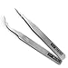 niceEshop(TM) 1 Pair Nail Art Tweezers Curved and Straight Pointed Angles for Rhinestones Fimo Canes Glitter Confetti and 3D Shapes-Silver