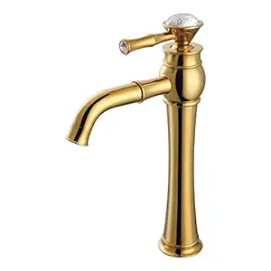 Aquieen Luxury Series Extended Body Hot & Cold Basin Mixer Basin Tap (Amaze - Gold)