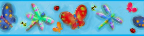 RoomMates Repositionable Childrens Wall Sticker Border  Bugs and Butterflies