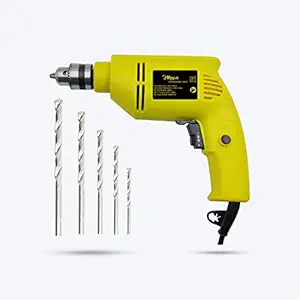 Hillgrove HGPD4M1 All Purpose 400W Drill Machine with 5 Drill Bits for Making Holes in Metal/Wood/Concrete with Reverse Rotaion and Variable Speed Pistol Grip Drill (10 mm Chuck Size)