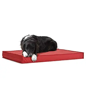 BarkBox Outdoor Waterproof Dog or Cat Platform Bed with Removable Cover - All Weather Pet Bed with Cooling Foam Layer & Memory Foam for Orthopedic Joint Relief - Large - Red