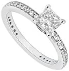 Sterling Silver Princess Cut Cubic Zirconia Engagement Ring 0.60 CT TGW