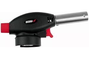 DEDRA Gasbrännare med PIEZO-tändning 31A032, hög effekt på 1,3 kW, för gasflaskor/patroner med snabbanslutningssystem 7/16 tum (EN417), med piezo-tändning, lätt och praktisk design