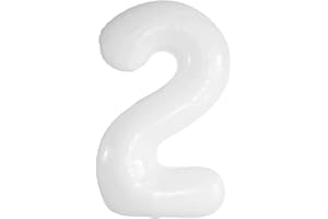 Vthoviwa 40 Zoll/18 Farbens Luftballon Zahlen 2 Weiß, Luftballon 2. Geburtstag Foil Ballon, 0123456789,10-19,20-25,30,40,50,60,70,80,90, Folienballon 2 Party Dekoration Helium Unterstützen
