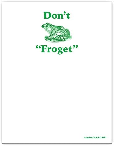 Guajolote Prints Don'T Forget Memo Pad - Funny Home Office Desk Frog Decor Gag Gift Idea Green