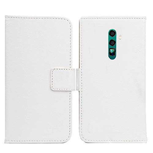 PREVOA Coque pour GOODTEL CNOTE 50 - Flip PU Leather Housse Case with Slots pour Cards and Banknotes pour GOODTEL CNOTE 50 - Blanc -