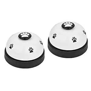 SlowTon Pet Bell, 2 Pack Metal Bell Dog Training with Non Skid Rubber Bottoms Dog Door Bell for Potty Training Clear Ring Pet Tool Communication Device for Small Dogs Cats (White+White)