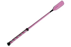 PRAIRIE HORSE SUPPLY Jump Bat 18 Inch Riding Crop Horse and Rhinestone Decorated Handle Color Choice: Black, Blue, Green, Fuchsia, Pink, Purple, Red, or Yellow