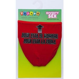 Preisvergleich Produktbild TANGA ROJO CHICO AQUÍ ESTA EL HOMBRE AQUÍ LA FIERA