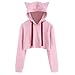 Produktbild ABsoar Kapuzenpullover Damen Katze Drucken Hoodies Frauen Lange Hülsen Sweatshirt mit Kapuze Pullover Kurze Oberseiten Bluse Langarmshirt S~XXL