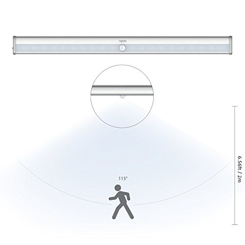 Aglaia Schrankleuchte mit Bewegungssensor, Automatische Schranklicht 20 LEDs mit einem Magnetstreifen, USB Aufladbar mit eingebautem 1200mAh Akku, ideal für Schränke, Schublade, Schlafzimmer, Flur, Keller, Garage - 2