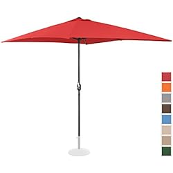 Uniprodo Parasol De Terrasse Droit Grand Jardin Protection Solaire UNI_Umbrella_SQ2030RE (Rouge, Rectangulaire, 200 x 300 Cm, Acier, Alu, Polyester Haute Densité 180g/m2)