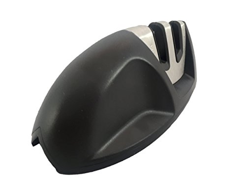 KitchnPro Messerschärfer Messerschleifer Knife Sharpener mit zweistufigem Schleifscheibe-Schärfsystem, Schwarz - 3
