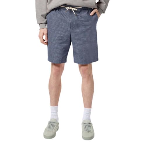 Scotch & Soda Men's Fave-Relaxed fit Yarn-Dyed Cotton-Linen Bermuda Short, Atlantic Blue Mini Check, 36W