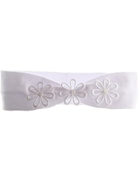 Baby Kinder Haarband Stirnband Hairband Weiß mit Blumen festlich Taufe La Bortini