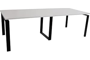 GENÉRICO OFILIKE. Mesa de Reuniones, Mesa de Conferencias. Estructura Metálica Abierta en Negro. 300x120 cm. Entrega 3-5 Días (Blanco)