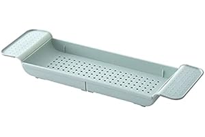 YIWOYI Bandeja de mesa de baño, retráctil de plástico, bandeja de almacenamiento para bañera, estante multifunción, para herramientas de baño, estante de cocina, fregadero de cocina, escurridor