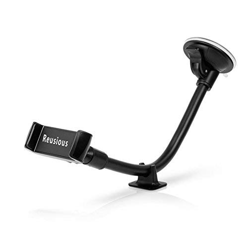 Car Mount Holder - Reusious Universal Long Arm Windshield Car Phone Mount Holder para iPhone X / 8 / 8plus / 7 / 7plus, 6 / 6s, Samsung Galaxy LG y la mayoría de los teléfonos celulares