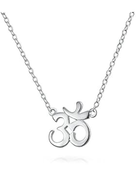 Bling Jewelry 925 Silber Spirituelles Symbol Aum Om Yoga Anhänger mit Halskette