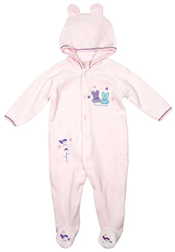 Girls Baby Bunny Friends Rabbit Hooded Sleepsuit Romper sizes from Newborn to 12 Months